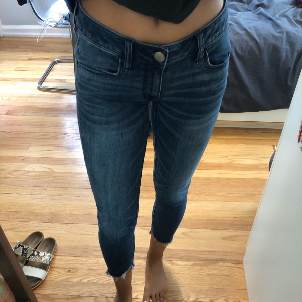 american eagle fringe bottom jeans
